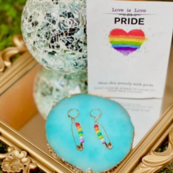 5/$25 Gay Pride LGBTQI Safety Pin Beaded Earrings - Picture 5 of 8